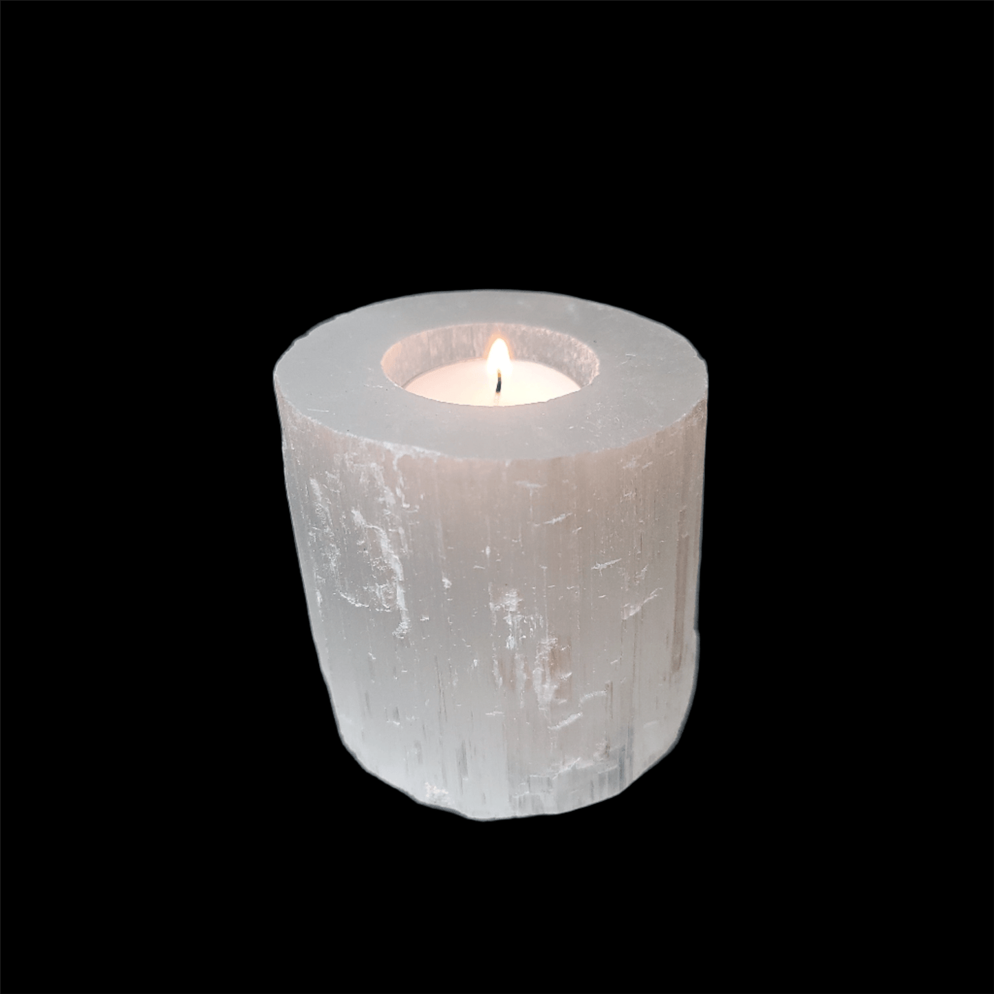 White Selenite Candle Holder