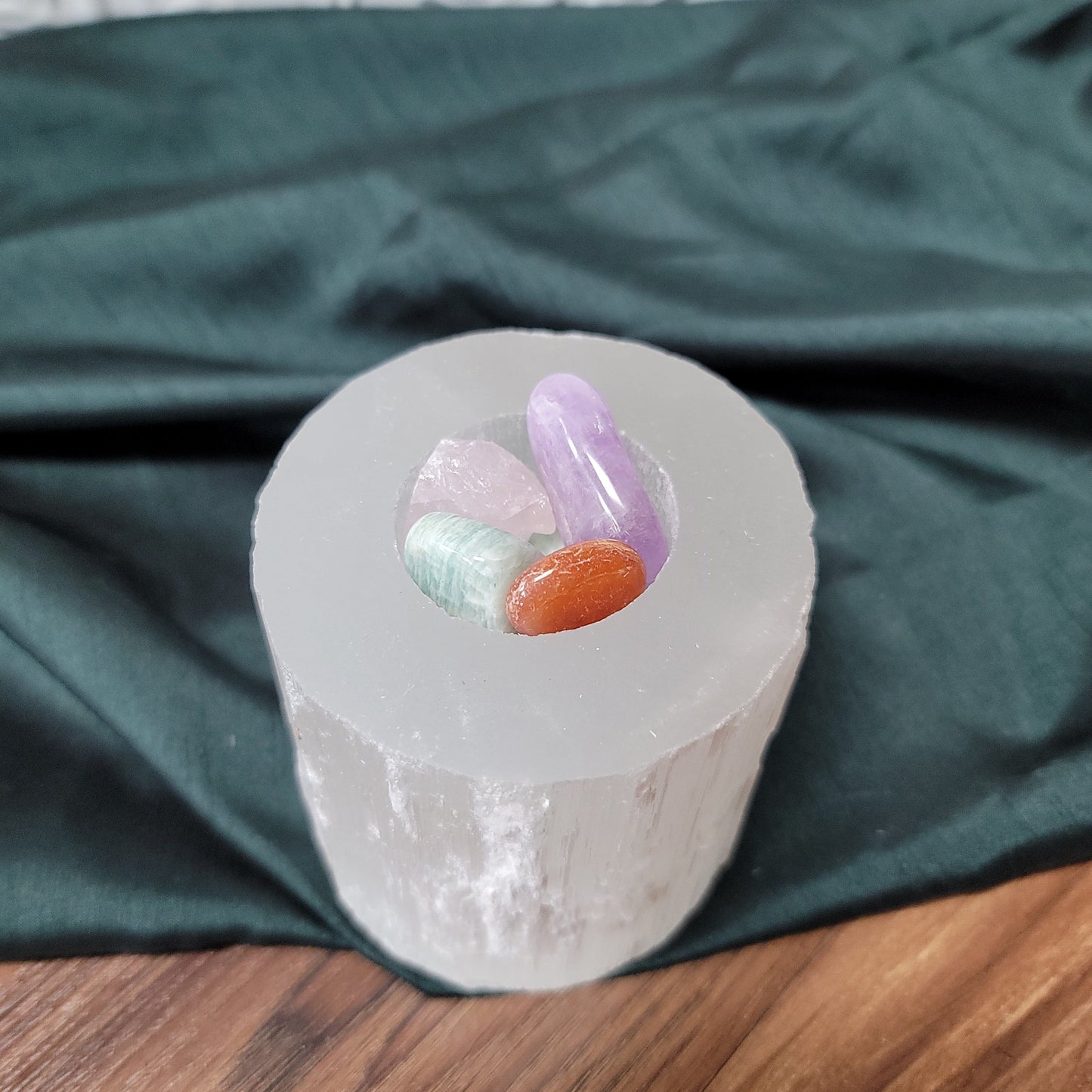 White Selenite Candle Holder