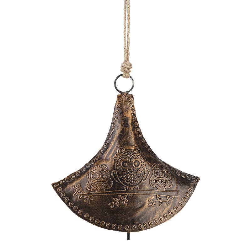 Recycled Bell With Etched Owls