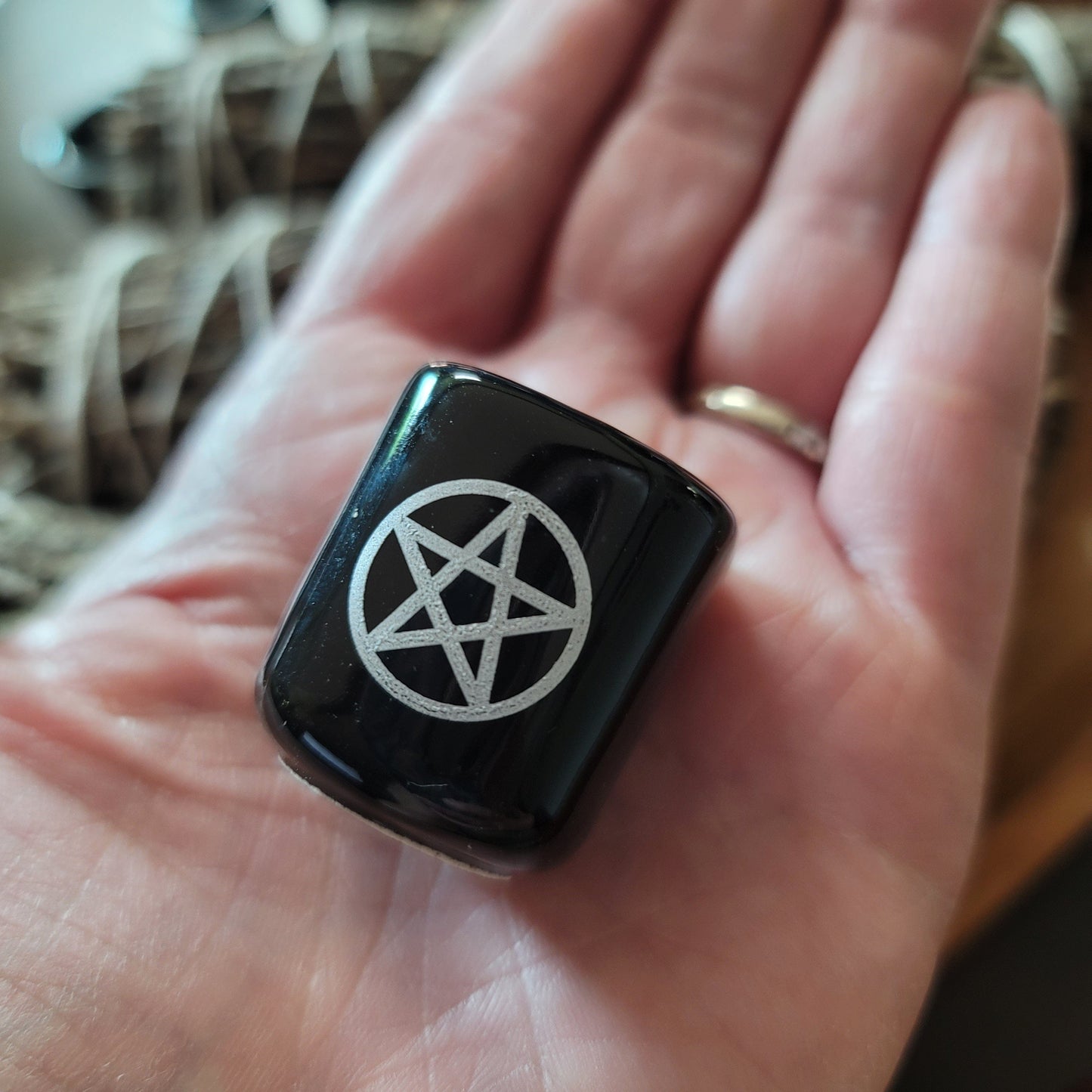Black Pentacle Chime Candle Holder