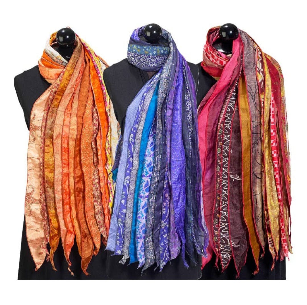 15 Panel Recycled Sari Scarves