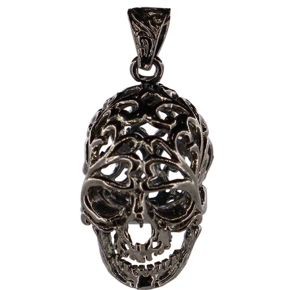Skull Cage Pendant - Black (Each)