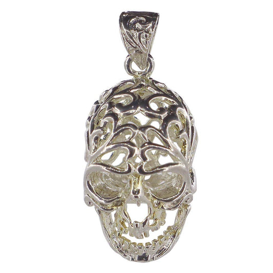 Skull Cage Pendant - Antique Silver (Each)