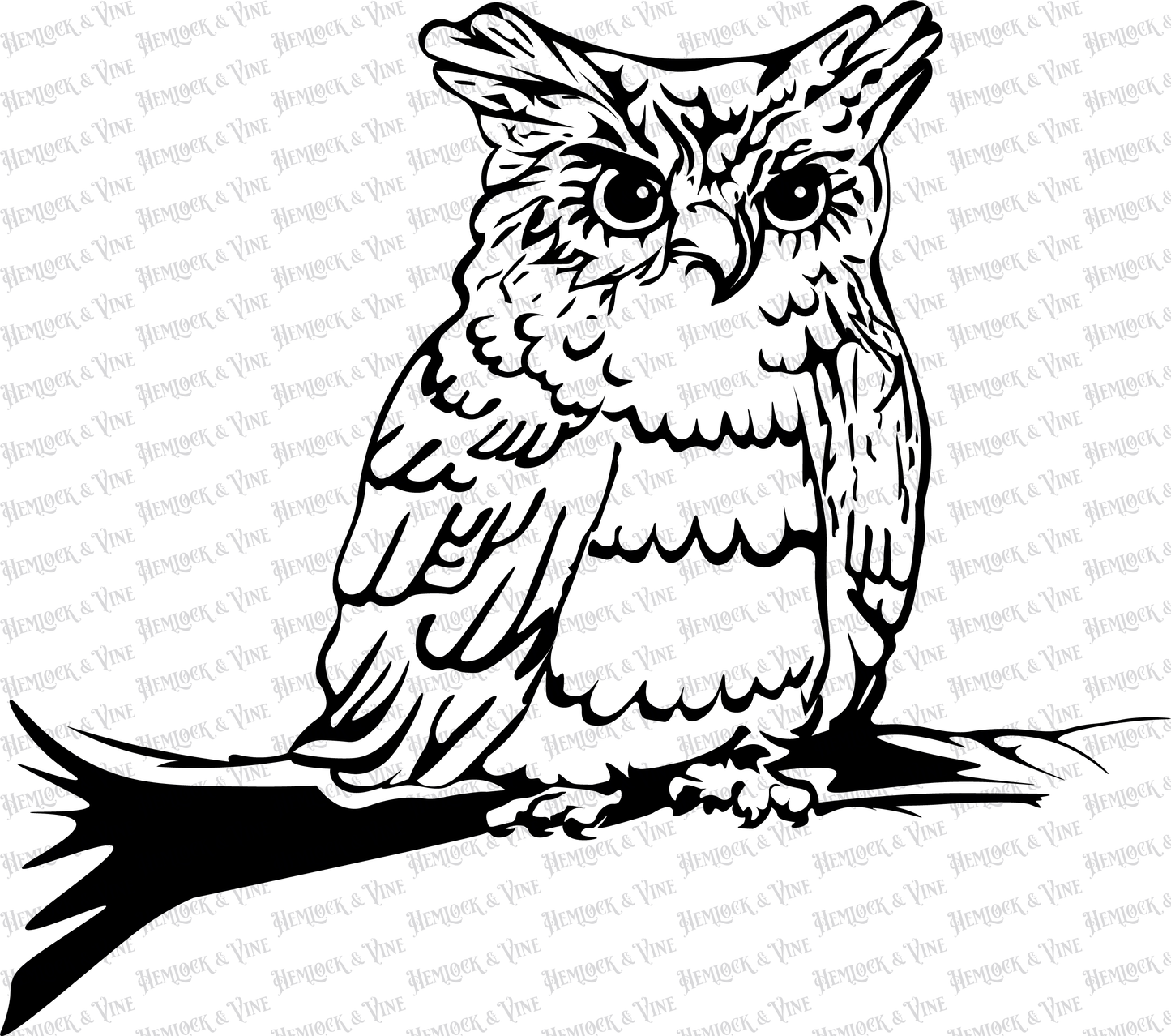Owl On a Branch svg file digital download