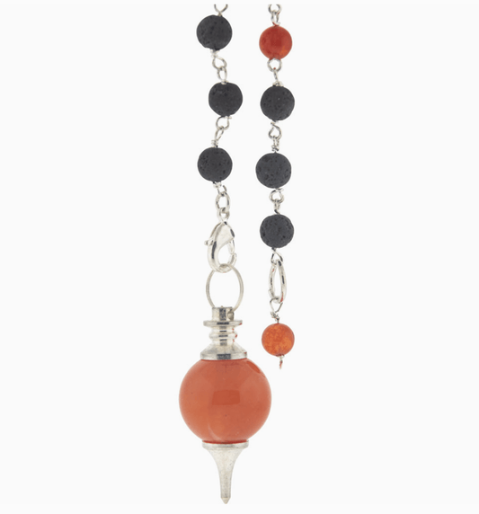 Carnelian Pendulum with Lava Beads