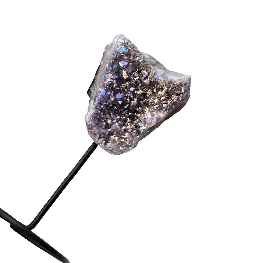 Small Aura Amethyst Druzy on Metal Base (Brazil)