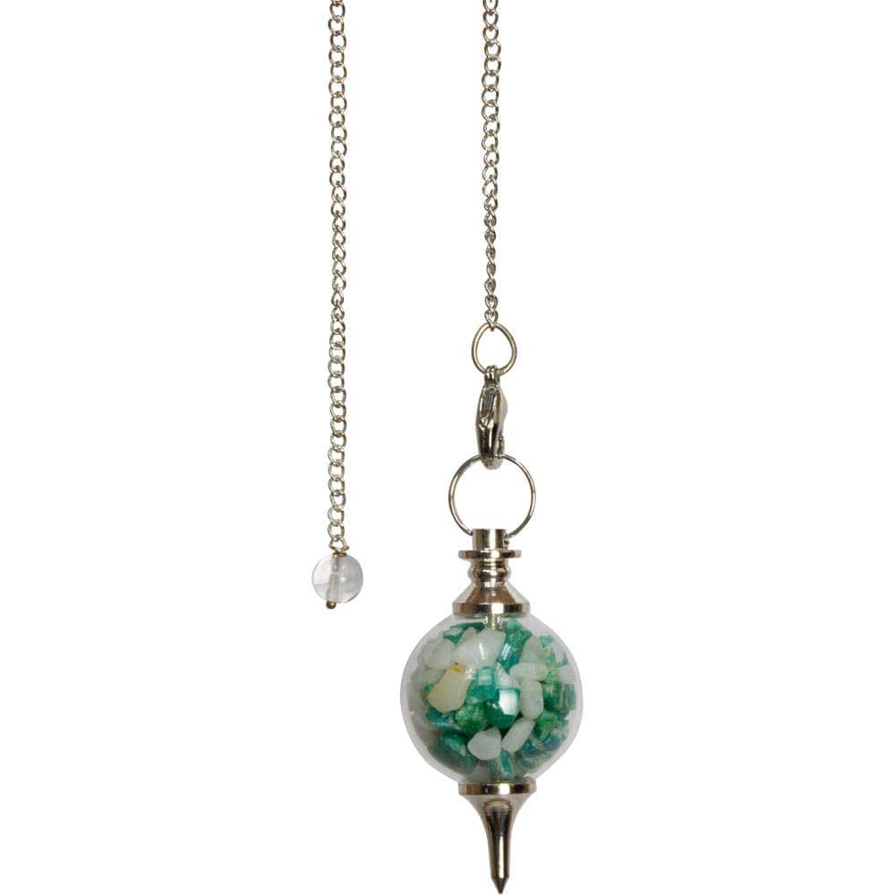 Pendulum Glass Sephoroton Amazonite & White Agate Chips